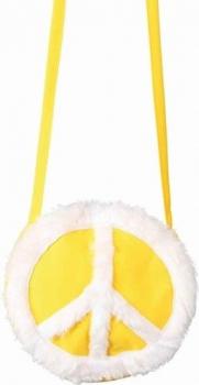 Orlob Peace Tasche Gelb/Weiß Karneval Handtasche 70er Hippie